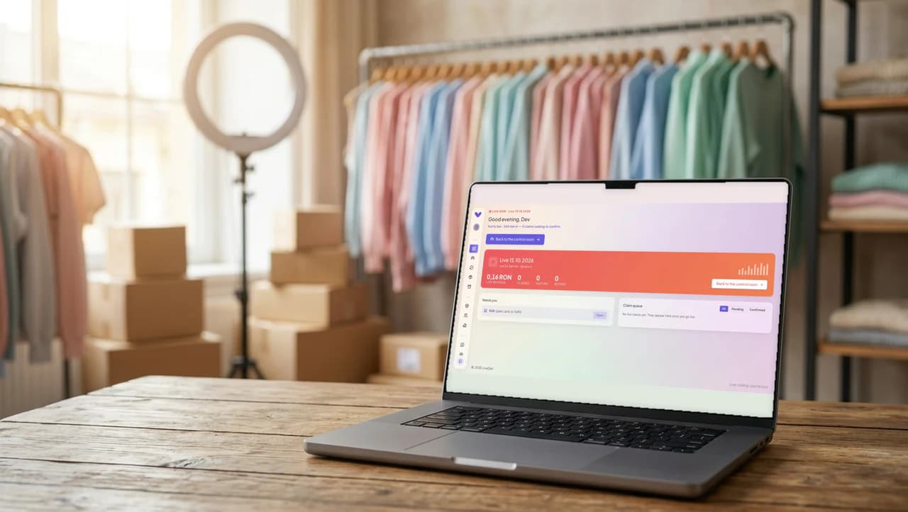 Mockup LiveSell, aplicație de vânzări live