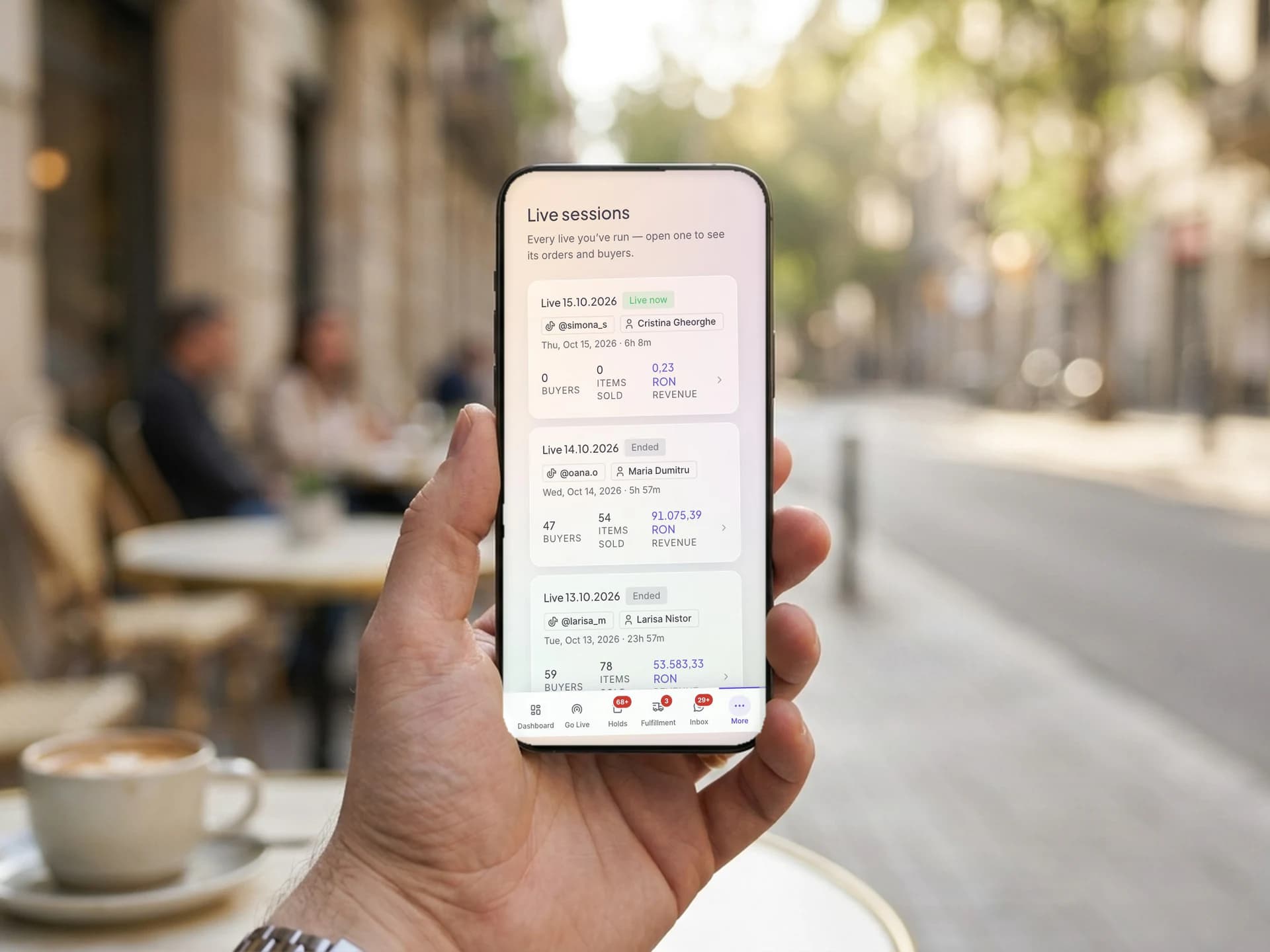 LiveSell, inventarul pentru live
