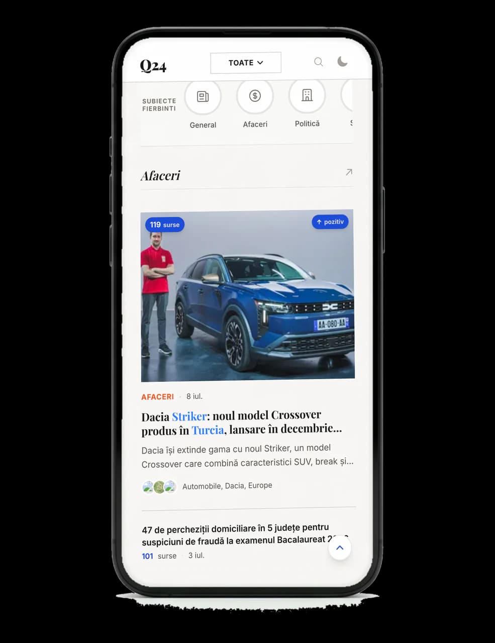 Q24 pe telefon, listă de subiecte